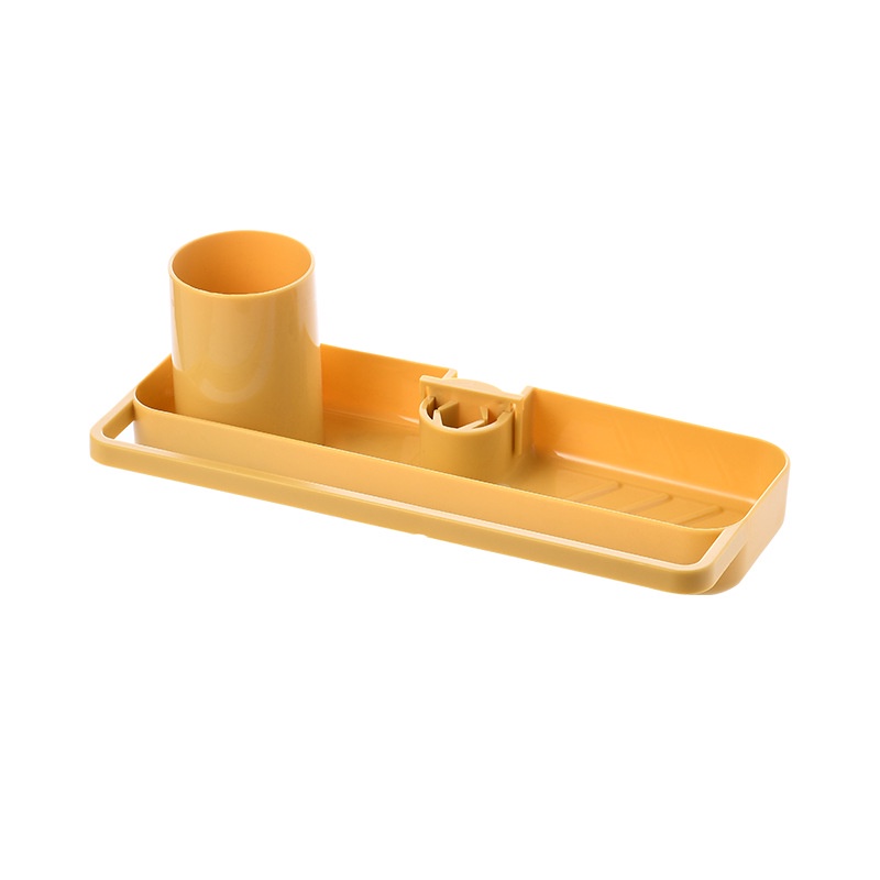 Kệ nhựa gắn vòi nước bồn rửa chén đựng đồ tiện ích có treo khăn 24.5x10.2cm