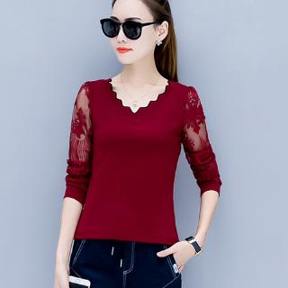 Áo Nữ Tay Dài Phối Ren Thời Trang Thanh Lịch