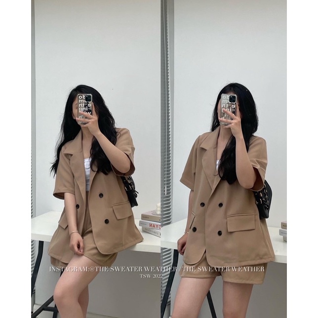 Set blazer cộc tay kèm quần short nhiều màu Setvestcoctay109/P5k3,4