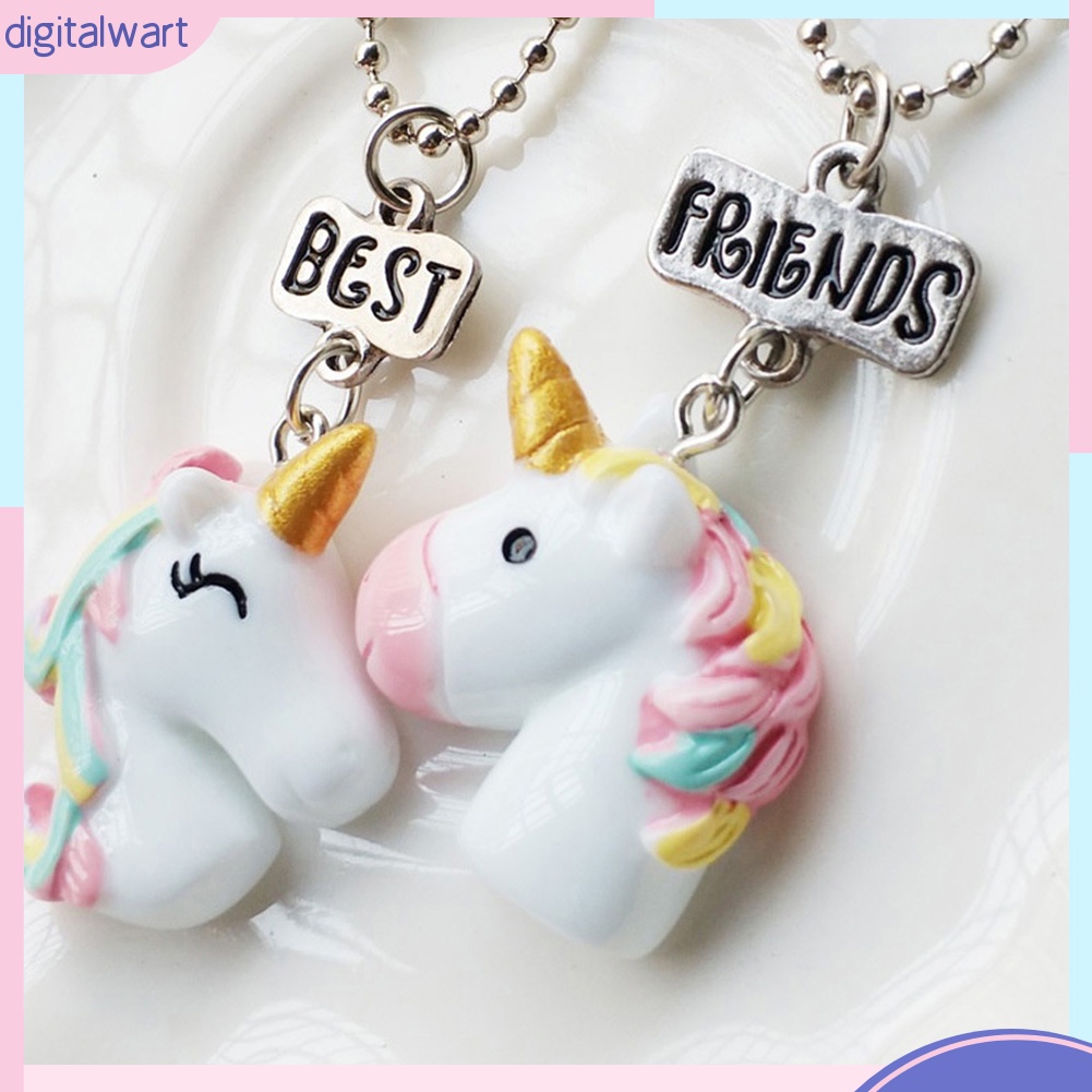 Set 2 dây chuyền mặt kỳ lân một sừng dễ thương cá tính dành cho đôi bạn thân