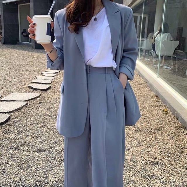 Set áo blazer quần ống rộng công sở Hàn Quốc ( có video shop tự quay), bộ vest Hàn Quốc - HÀNG MỚI VỀ