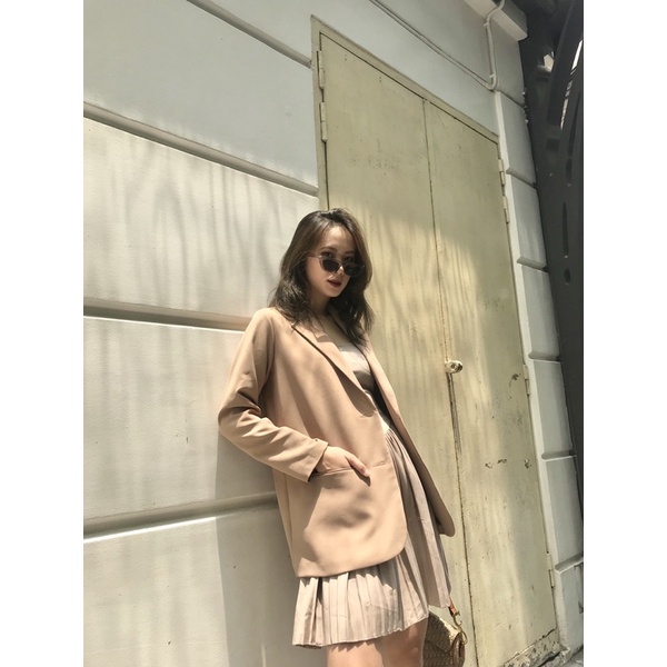 Áo blazer nữ 1 lớp dáng dài tay dài Huien Design thời trang công sở trẻ trung, áo vest nữ Hàn Quốc màu sắc | BigBuy360 - bigbuy360.vn