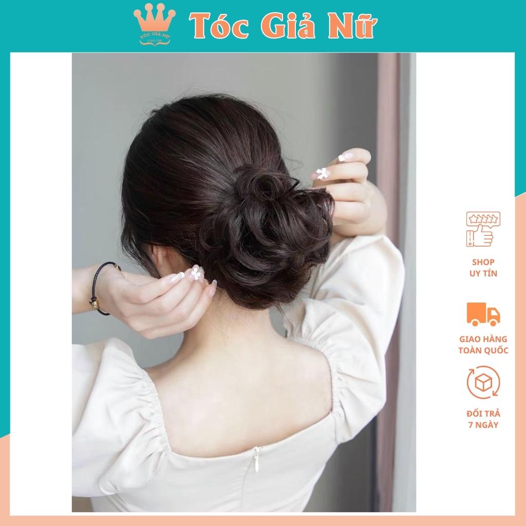 Tóc giả búi xoăn đẹp- hình thật tại shop
