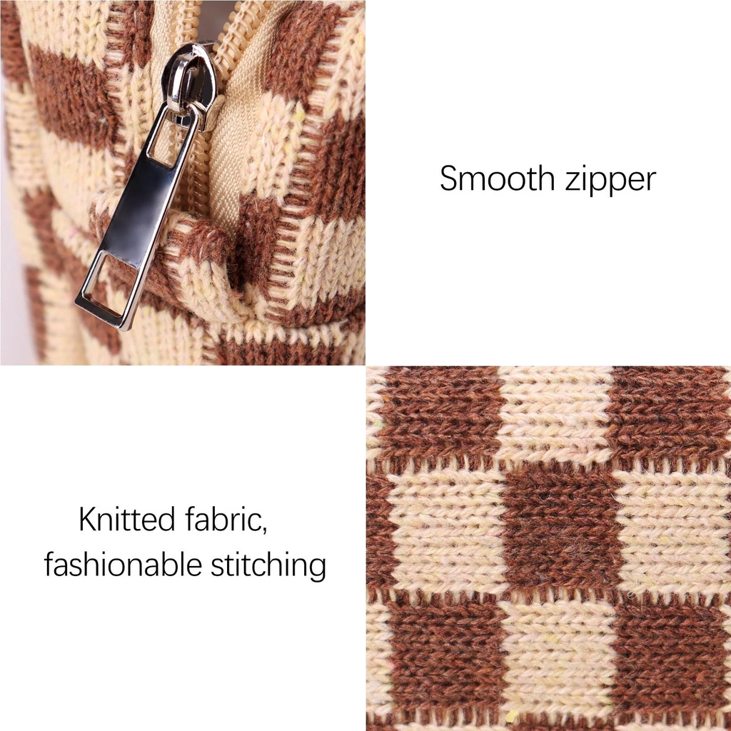 Túi Đựng Mỹ Phẩm Sức Chứa Lớn Có Khóa Kéo Họa Tiết Sọc Caro Phong Cách Hàn Quốc Thời Trang Chất Lượng Cao Cho Nữ