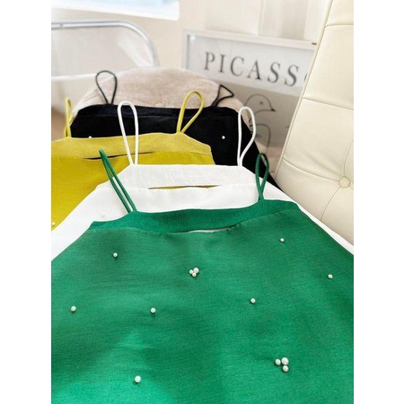 [Ảnh thật] Áo 2 dây cut out đính hạt chất tapta siêu xịn