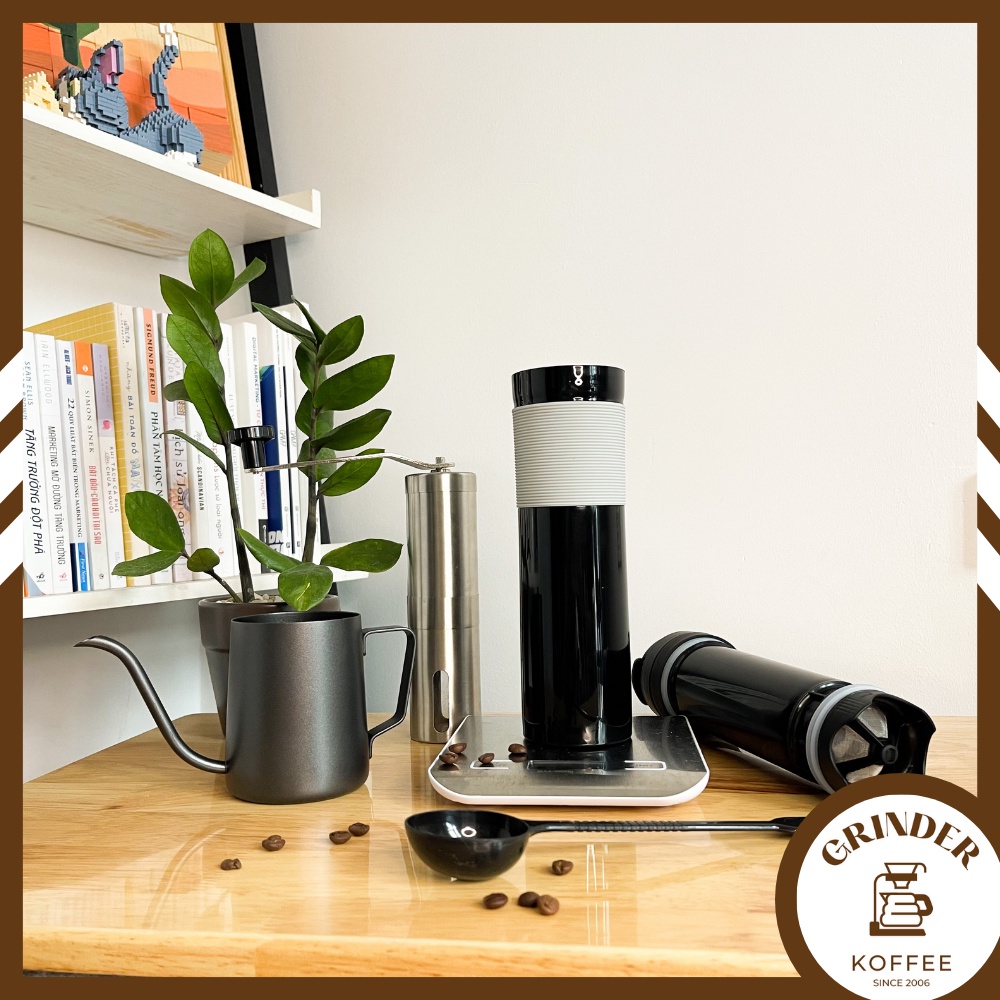 Bình French Press portable pha cafe trà kiểu Pháp di động 350ml Grinder Koffee FP01