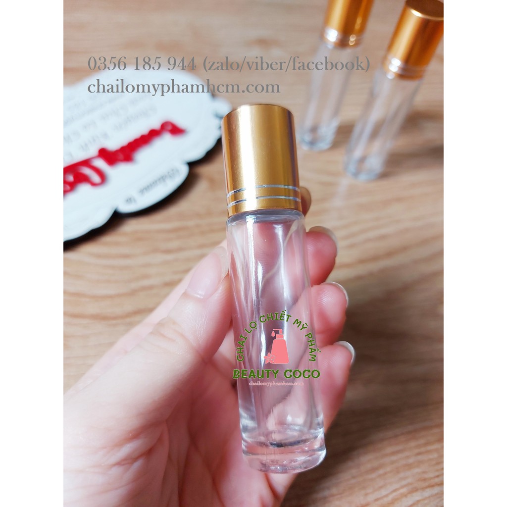 Chai bi lăn trong 10ml nắp vàng lọ thủy tinh chiết nước hoa đựng dầu dừa