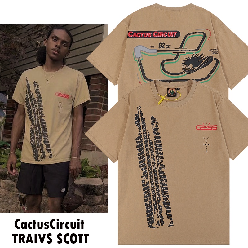 Áo Thun cotton Ngắn Tay In Hình Travis Scott Xương Rồng Thời Trang Cho Nam Nữ