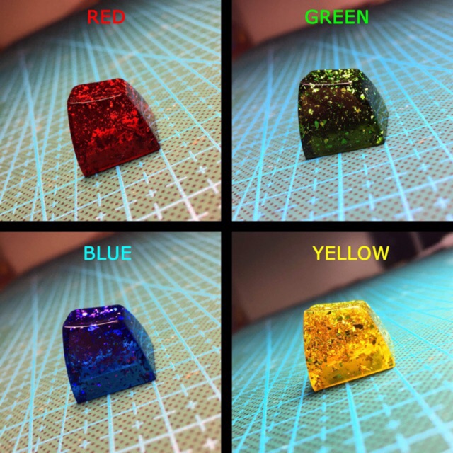 Keycap Artisan SA profile Row 1 lá bạc (Red- Blue- Green- Yellow)