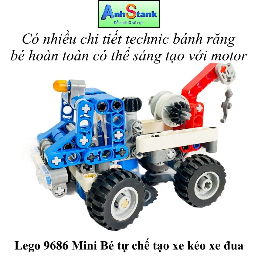 Đồ chơi lắp ráp cho bé làm kỹ sư xe công trình 139 chi tiết bánh răng chuyển động chuẩn STEM 9686 education