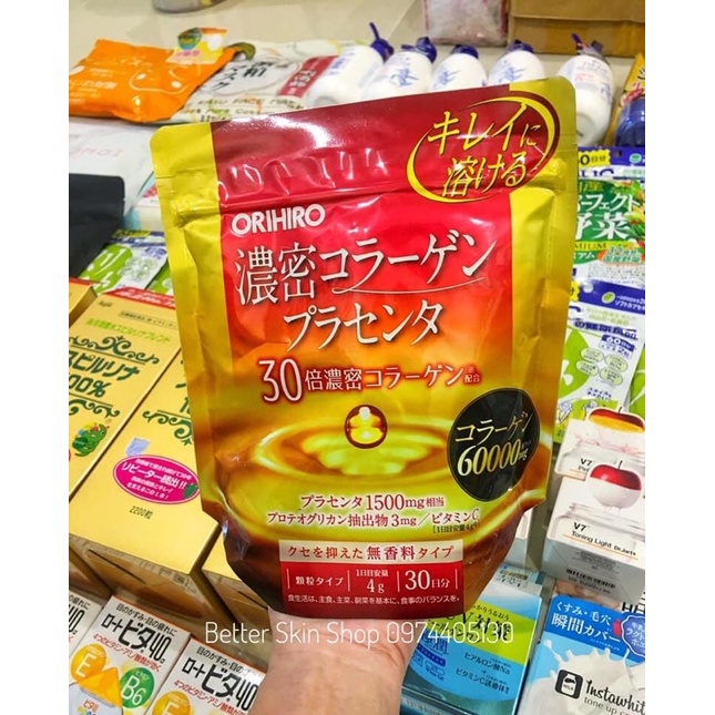 Bột collagen Orihiro nhau thai heo Orihiro 60000mg Nhật Bản