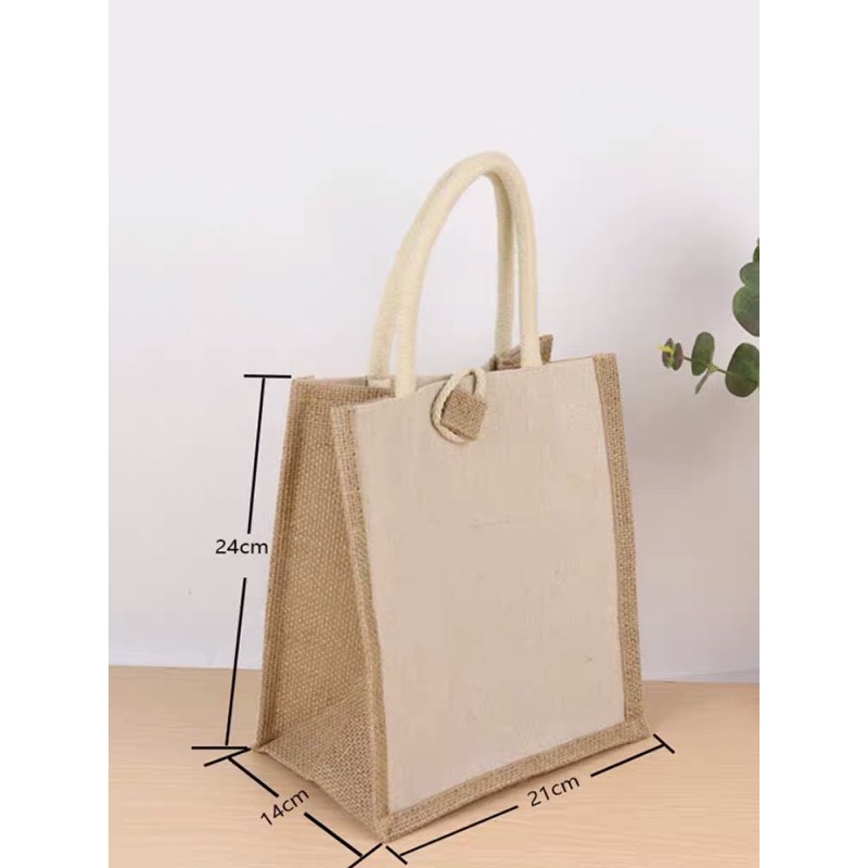 Túi cói bố simple nền trắng