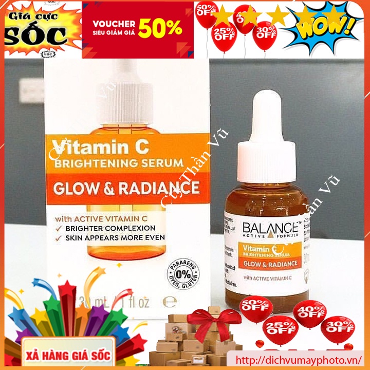 Tinh Chất Sáng Da, Mờ Thâm Nám, Tàn Nhang Serum Vitamin C Balance Brightening Glow &amp; Radiance Active Formula 30ml