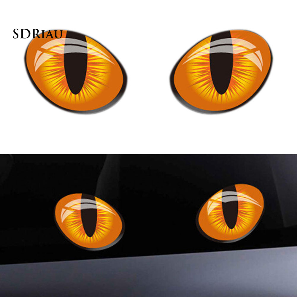 1 Cặp Sticker Dán Kính Chiếu Hậu Hình Mắt Mèo 3d Xqpzx