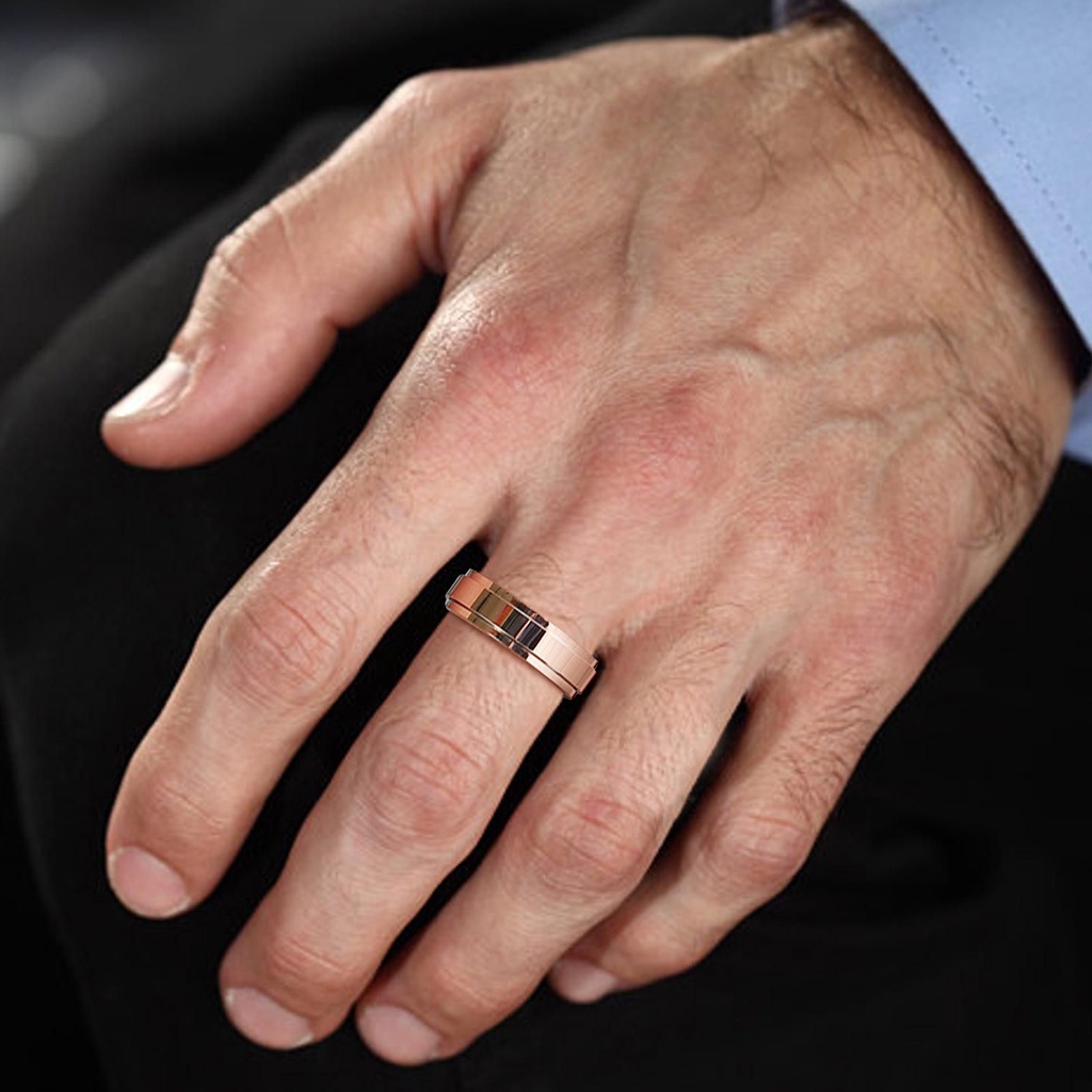 Nhẫn Xoay Vnox 6mm Màu Vàng Hồng Bóng Xoay Được Dành Cho Nam Và Nữ Trang Sức Đám Cưới Minimalist Dairy