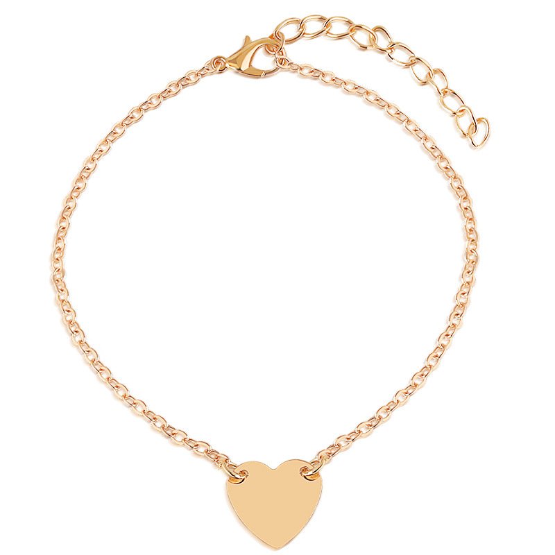 ✨ 【✅COD】 ✨European American Foreign Trade Fashion Simple Love Peach Heart Bracelet Anklet Hand Jewelry Cheap Wholesale