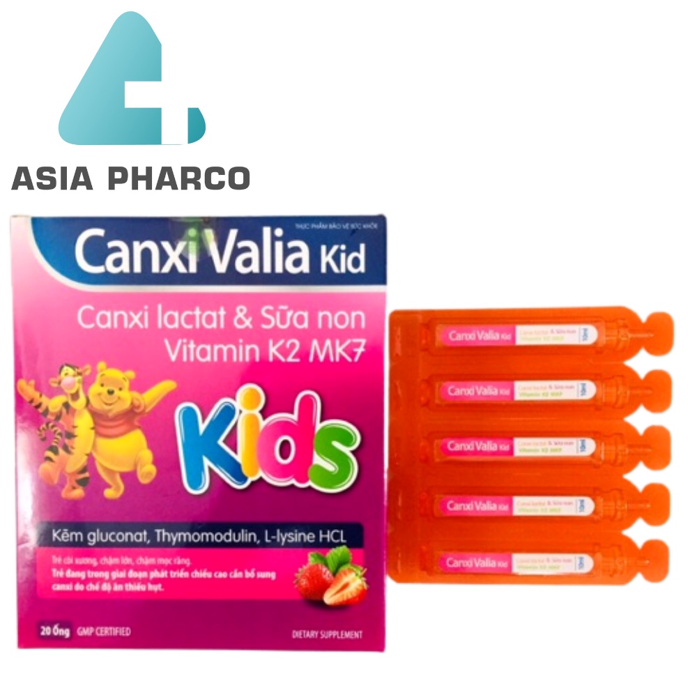 CANXI VALIA KID bổ xung canxi,giúp phát triển chiều cao, giúp bé phát triển xương và răng - Hộp 20 ống