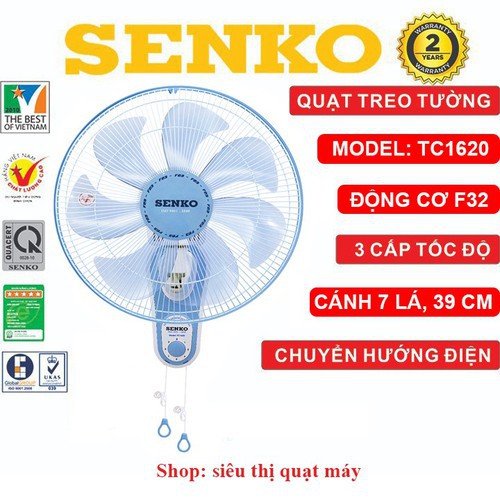 Quạt treo tường cao cấp 7 cánh SENKO - TC1620 (F23) BH 24 THÁNG
