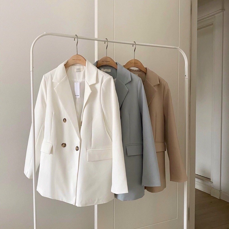 Áo khoác vest-blazer hàng thiết kế chất kate hàn 4 màu đen trắng xanh nâu be | BigBuy360 - bigbuy360.vn