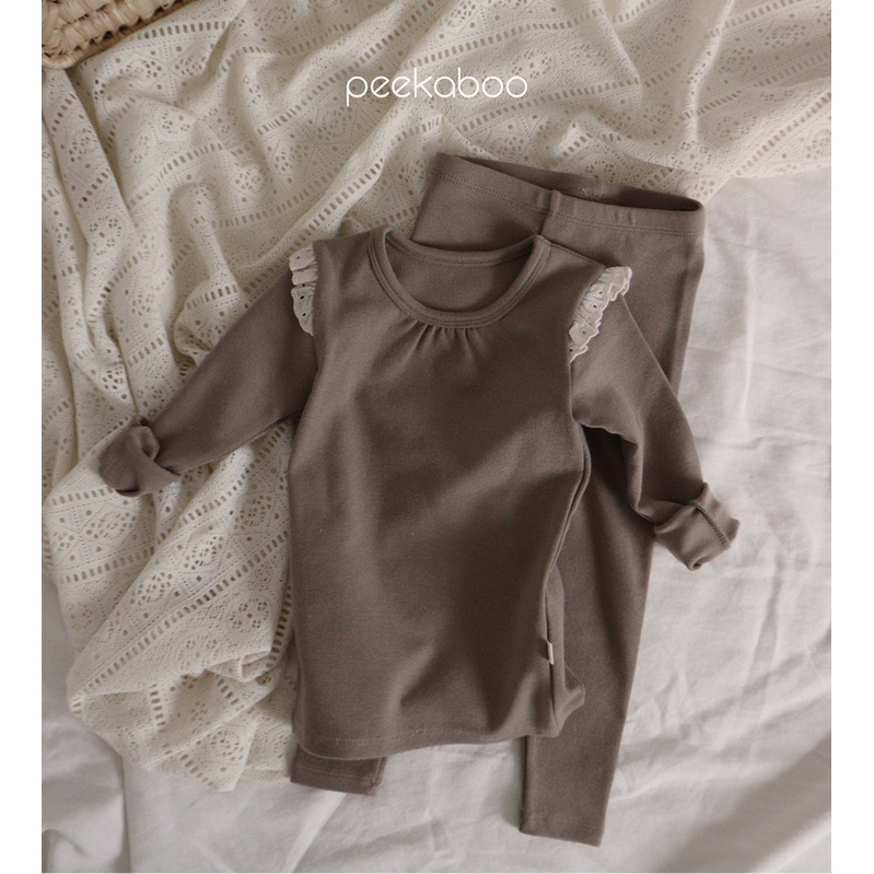 (Chính hãng) Bộ rời áo dài tay kèm quần dài Petit bánh bèo thu đông 2022 Peekaboo made in Korea cho bé gái từ 1-7 tuổi