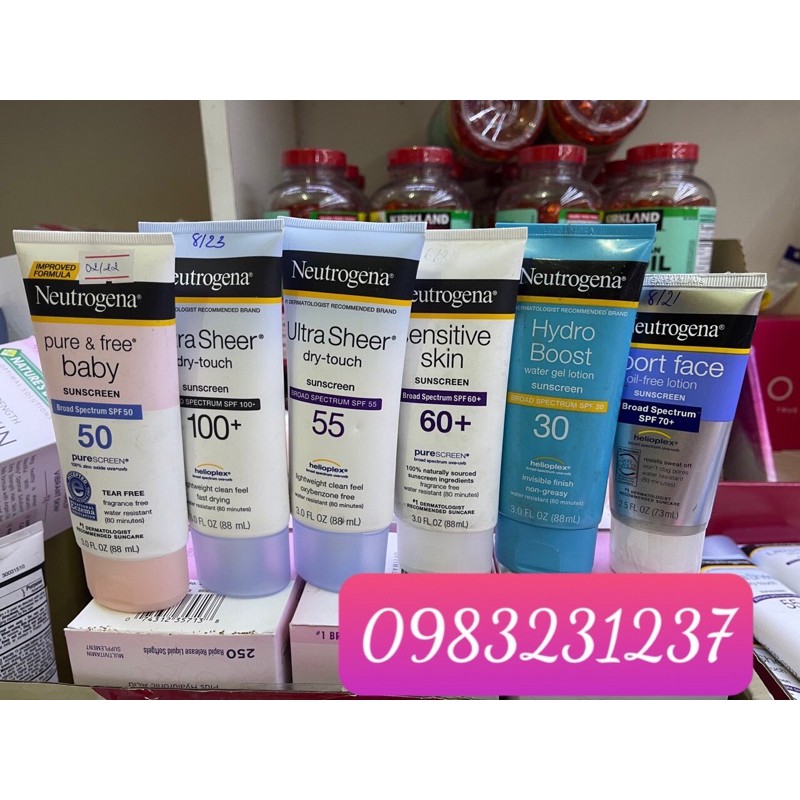Kem chống nắng cho trẻ em Neutrogena Pure & Free Baby SPF 50 /clear face/ sport