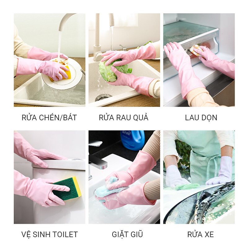 Găng tay rửa bát Seiwa Nhật Bản, bao tay rửa chén, găng tay cao su đa năng rửa chén bát giặt quần áo