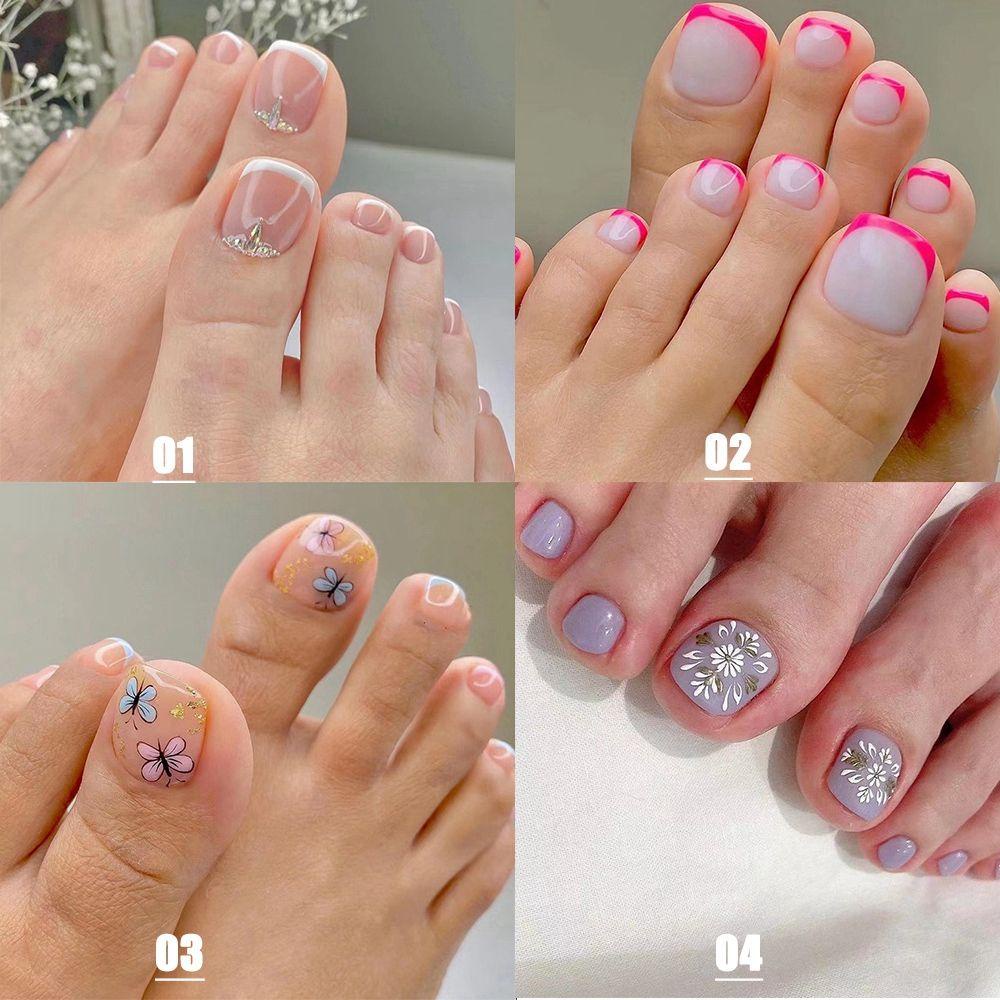 Bộ 24 Móng Tay Giả Đầu Vuông Che Phủ Toàn Diện