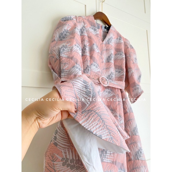 Đầm thiết kế JULIA Dress by CECILIA hoạ tiết hồng nhạt gấm xốp mềm mại