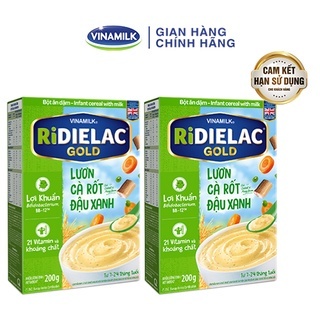 BỘT ĂN DẶM RIDIELAC GOLD LƯƠN CÀ RỐT ĐẬU XANH - HỘP GIẤY 200G