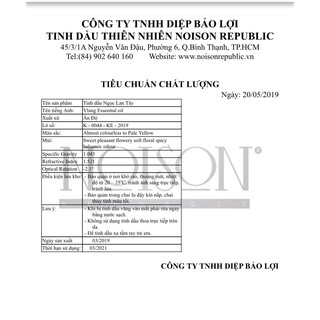 Tinh dầu Ngọc Lan Tây Noison | Ylang Ylang Essential Oil | Nhập khẩu Ấn Độ