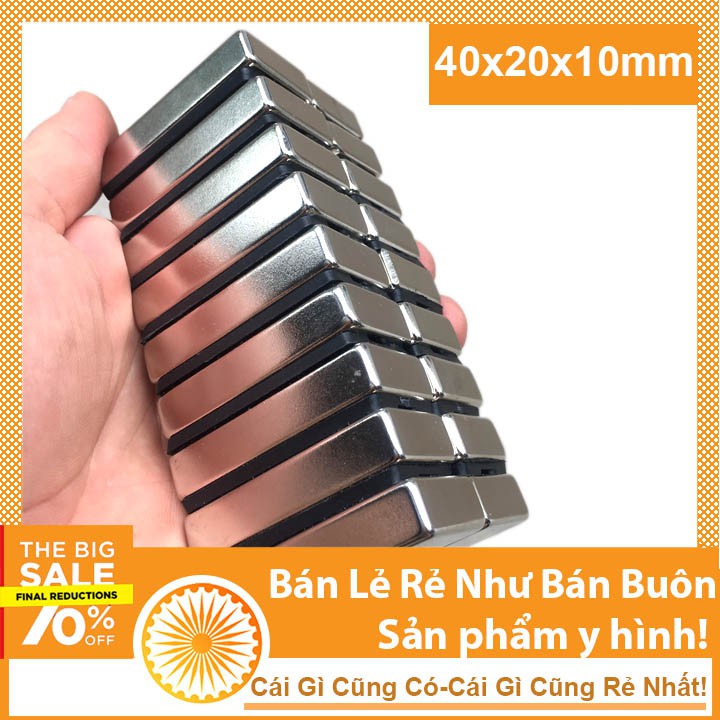 Nam Châm Đất Hiếm 40x20x10mm Nam Châm Trắng