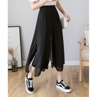 Quần lửng voan xẻ cạp sau chun