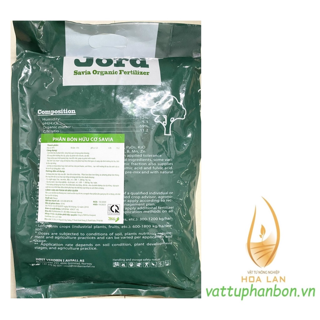 Phân Bón Hữu cơ Jord Savia Organic Fertilizer - Phân Cá không mùi NaUy - #252A# 5kg