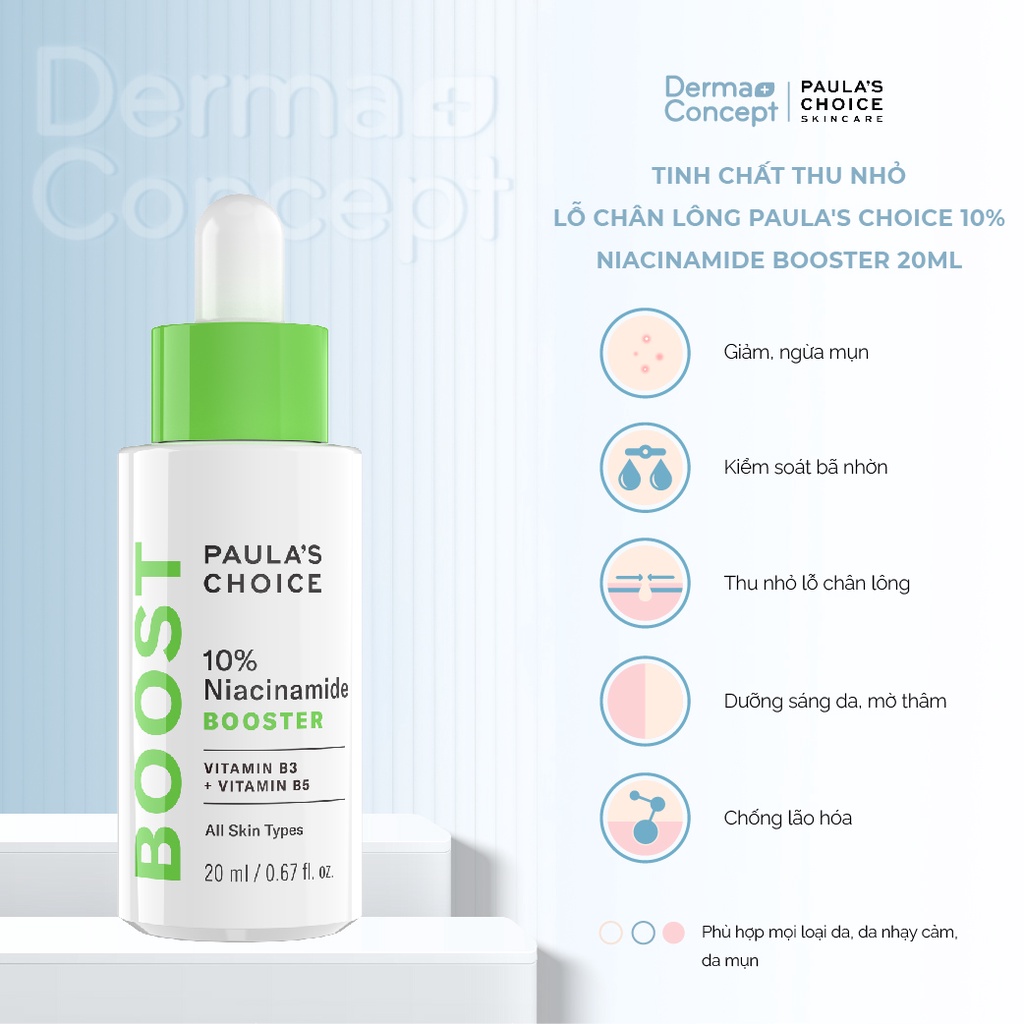 Tinh chất thu nhỏ lỗ chân lông và làm sáng da Paula's Choice 10% Niacinamide Booster 20ml [NHẬP KHẨU CHÍNH HÃNG 100%]