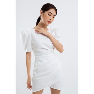 Đầm cổ tròn nhún eo edini - d1232