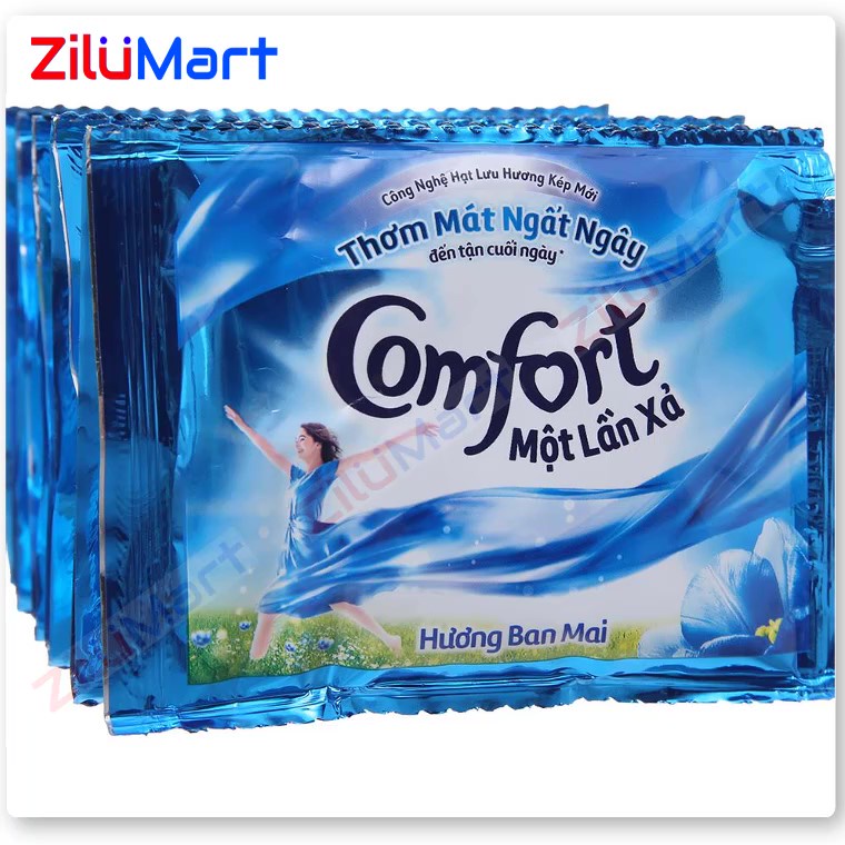 Dây 10 gói nước xả vải Comfort một lần xả hương ban mai loại 20ml