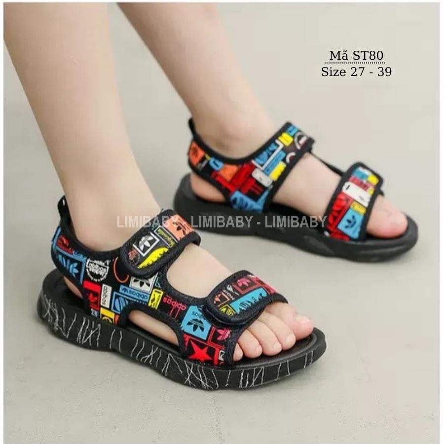 Sandal bé trai quai hậu Abibas 3 - 12 tuổi quai ngang dán nhiều màu cá tính thời trang cho trẻ em đi học đi biển ST80