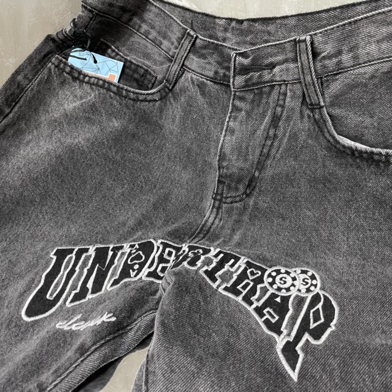 Quần jean baggy nam nữ thêu Undertrap quần baggy ống suông dáng hàn quốc unisex kun shop