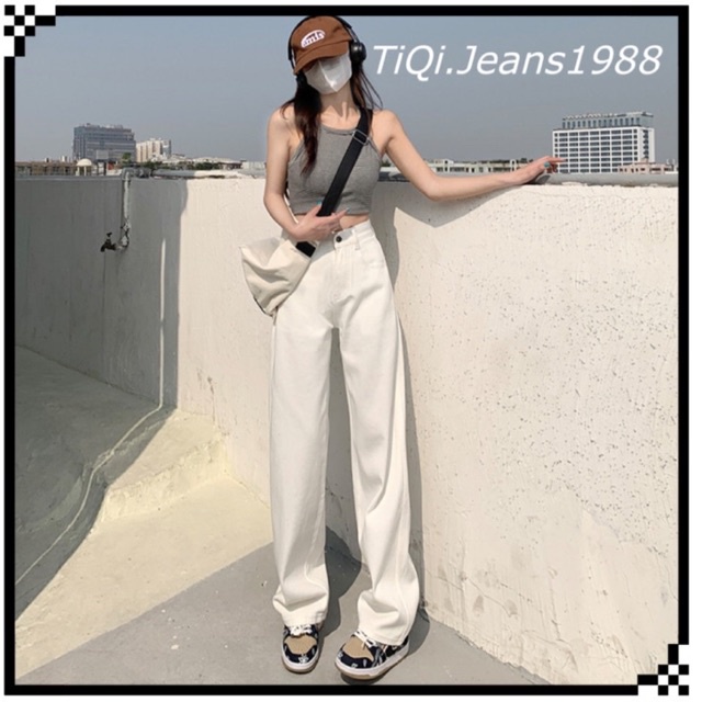 Quần kaki ống rộng màu trắng cơ bản từ tiqi.jean1988