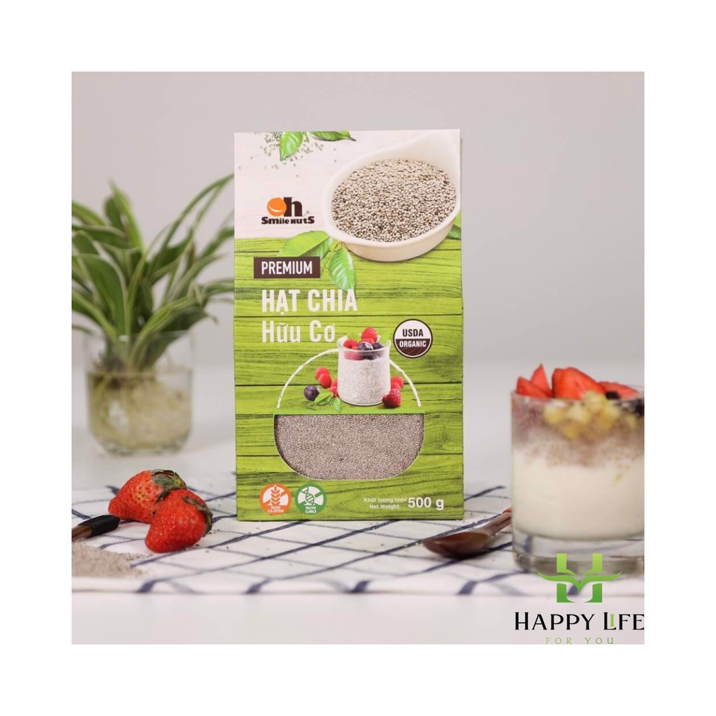 Hạt chia hữu cơ nam mỹ hộp 500g - nhập khẩu Peru - Happy Life 4U