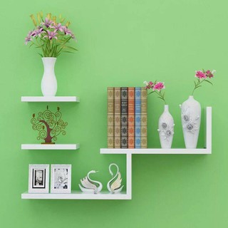 Kệ trang trí treo tường gồm 2 thanh chữ L và 2 thanh ngang