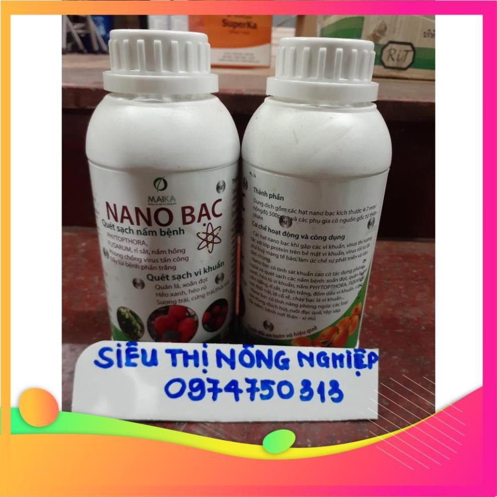 Nano bạc Chế phẩm phòng trừ nấm bệnh cây trồng chai 500mml