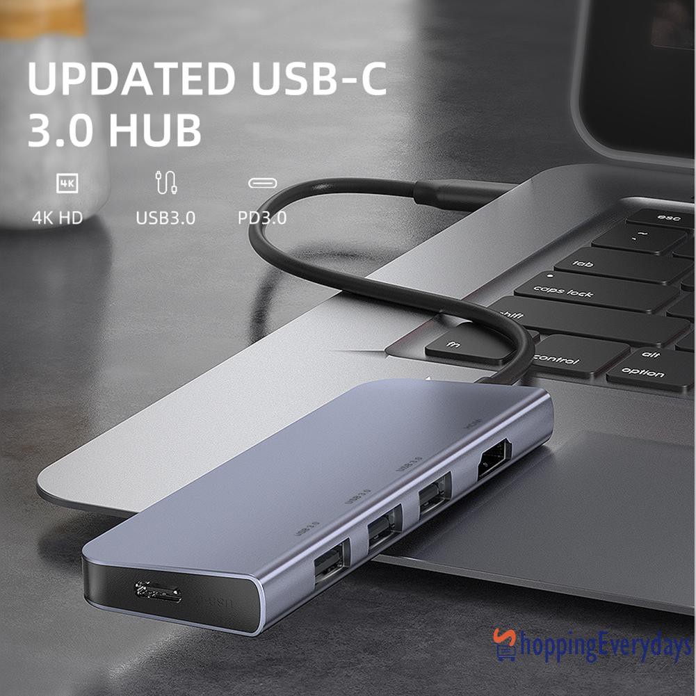 【sv】 Xfanic HDMI-compatible USB 3.0 Type C Hub 5 Ports PD 4K HUB Adapter for PC