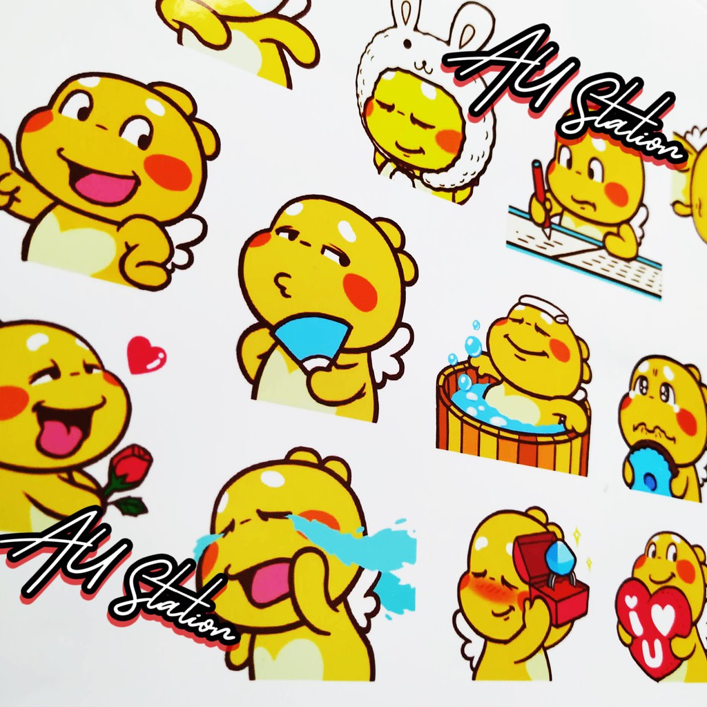 HÌNH DÁN Stickers "Khủng Long Vàng" nhựa PVC không thấm nước, dán nón bảo hiểm, laptop, điện thoại, Vali, xe