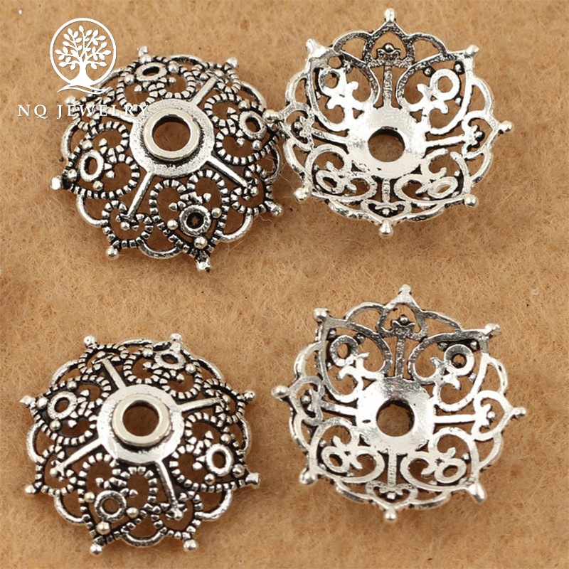 Combo 5 charm bạc chụp hạt, bọc hạt họa tiết lưới Torus 10mm - NQ Jewelry
