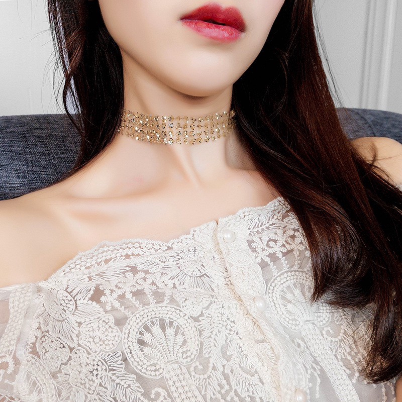 Vòng cổ choker đính hạt lấp lánh