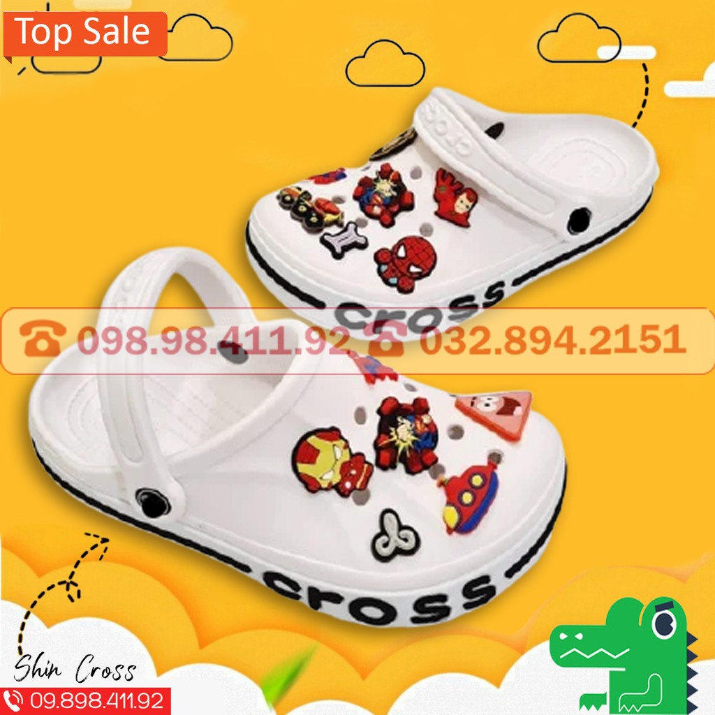 Giày dép Cross đế bánh mì baya màu trắng full tặng thêm 12 sticker cross