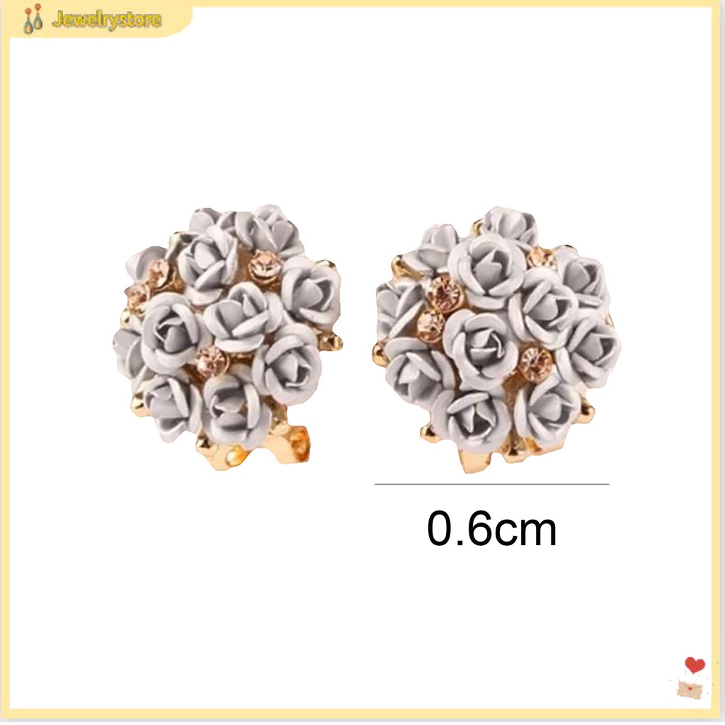 Bông tai hợp kim hình bó hoa có đính đá đầy độc đáo cho nữ