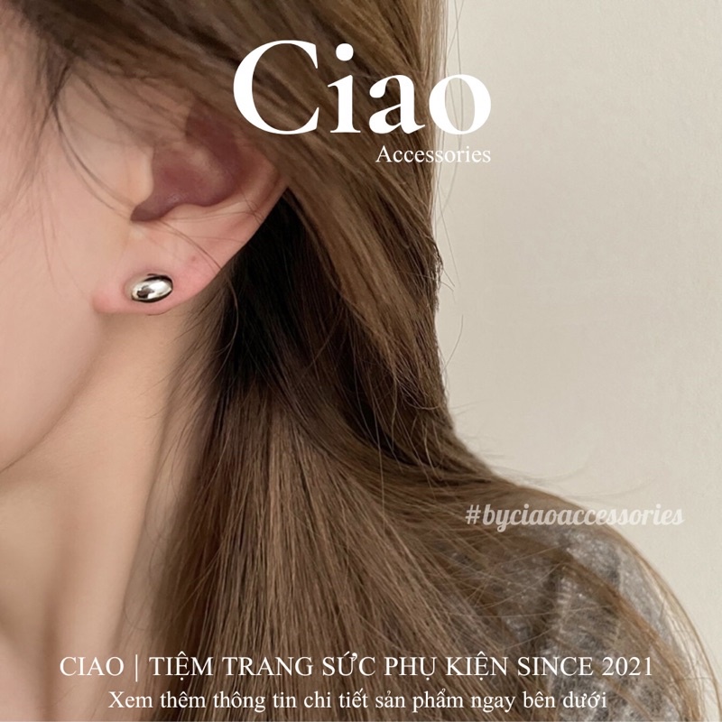[HOẢ TỐC 1H] Khuyên tai/ Bông tai mạ bạc S925 thiết kế hình hạt đậu Peanut Ciao