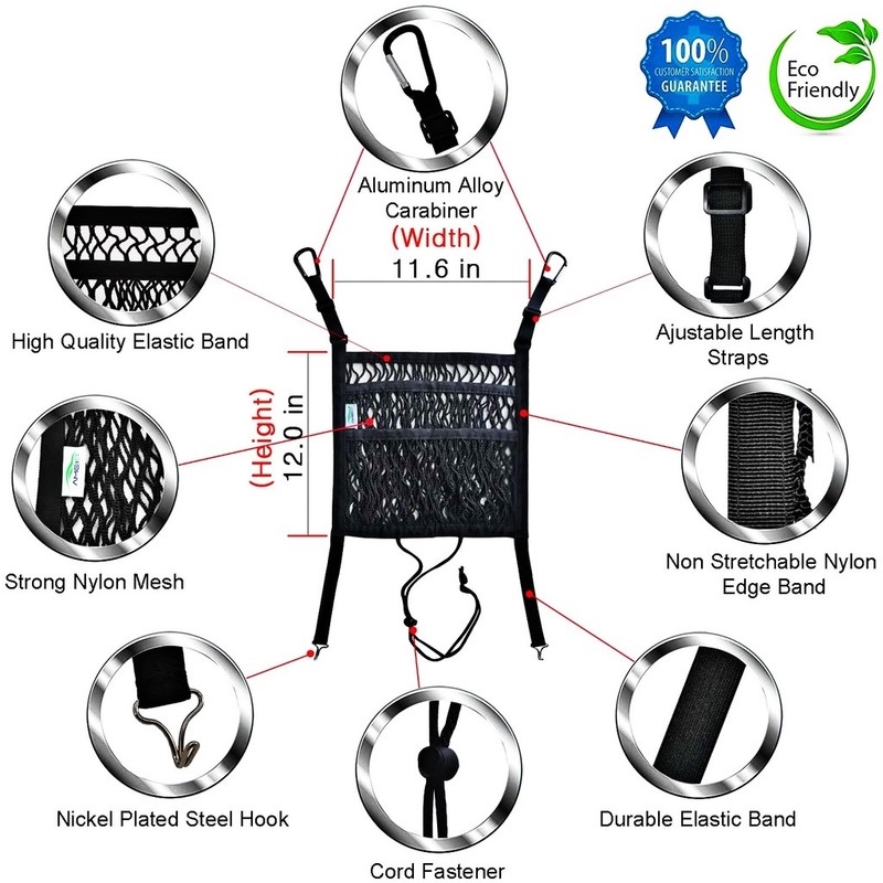 Túi lưới để đồ ô tô  Túi lưới treo ghế xe hơi - tháo lắp đơn giản